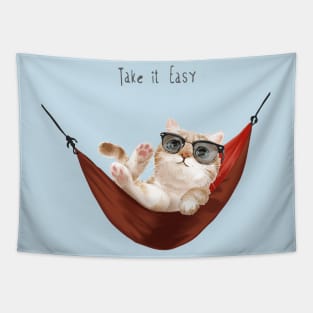 Take It Easy Kitten Tapestry