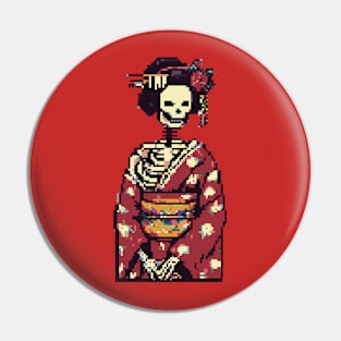 Pixel Art Geisha Skeleton Pin