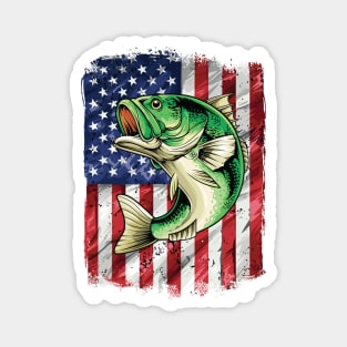 Bass Fishing American USA Flag Fisherman Magnet