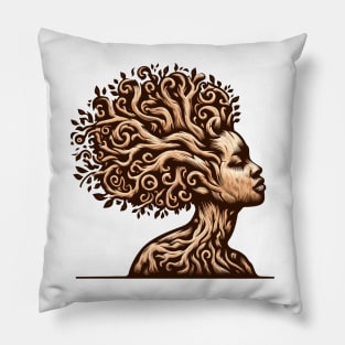 Afrocentric Woman Wooden Tree Pillow