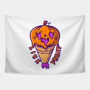 Ice Cream Pumpkin Halloween - Funny Tapestry