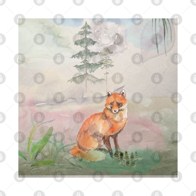 fox watercolor by Love My..