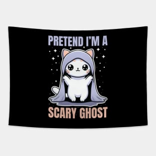 Pretend I'm A Scary Ghost Cute Kitty Cat Tapestry