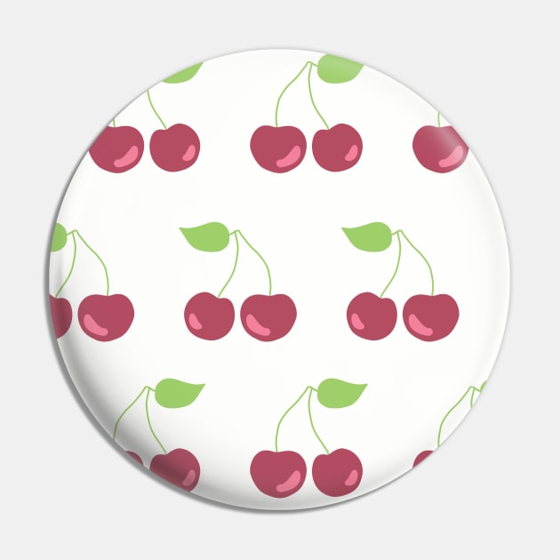 Cherries in a row on a white background. Fruit print. Cherry print. Pin by Sandra Hutter Designs