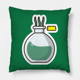 Witch Potion Bottle Sticker vector illustration. Science object icon concept. Halloween potion icon. Halloween drink sticker design. Bottle of Green Poison sticker vector design. Pillow