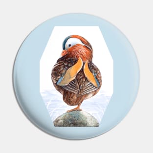 Mandarin Duck Art by Nadya Neklioudova Pin