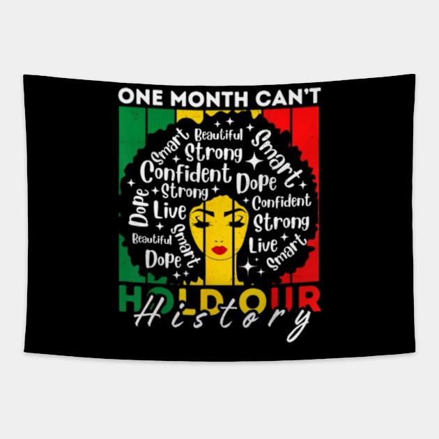 Afro Girl One Month Can't Hold Our History Black History Tapestry by marchizano