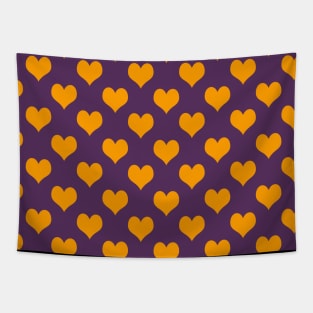 Purple and Yellow Heart Pattern Tapestry