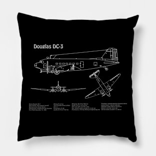 Douglas DC-3 - Airplane Blueprint - PDpng Pillow