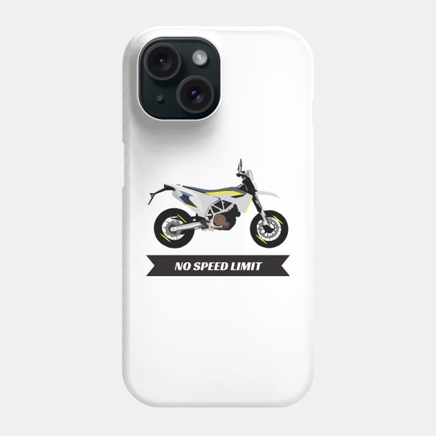 Motorcycle Husqvarna 701 quote No Speed Limit Phone Case by WiredDesigns