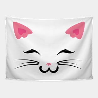 Happy Kawaii Cat Face Tapestry