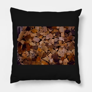 Wood Chips, woodworking design, rustic natural Abstract Tree pattern Pillow