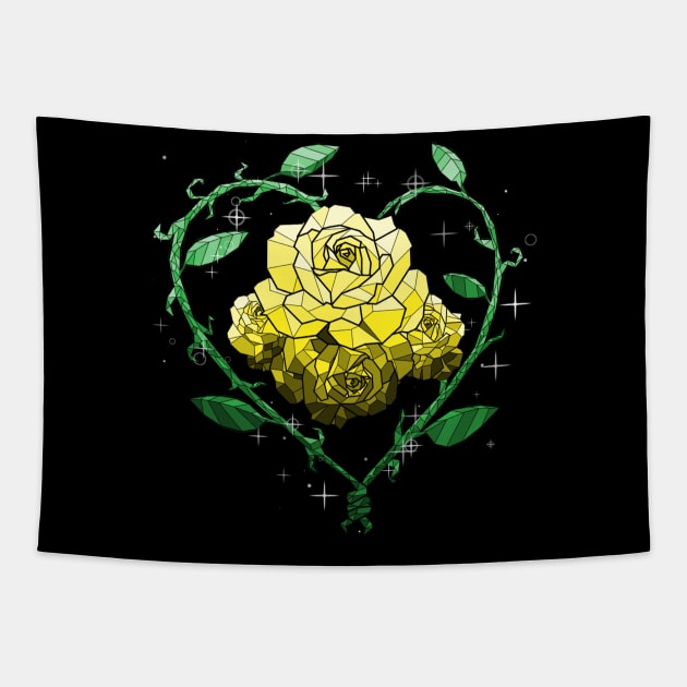 Yellow Crystal Flower Tapestry by Saira Crystaline