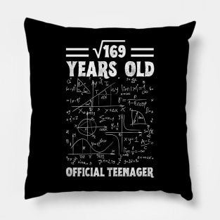 Square Root Of 169,13 Years Old, Official Teenager, Math lover Birthday gift Pillow