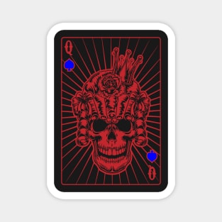 Queen of Spades Red Skull Magnet