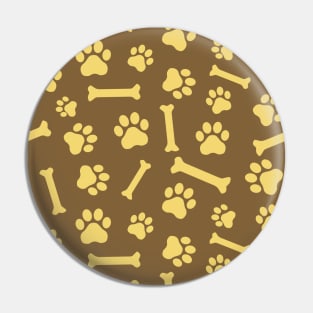 Pet - Cat or Dog Paw Footprint and Bone Pattern in Brown Tones Pin