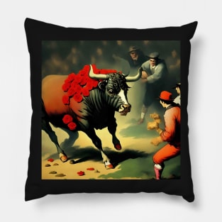 Bull Fight Painting Vibrant Mother Mom Art Gift Floral Pillow