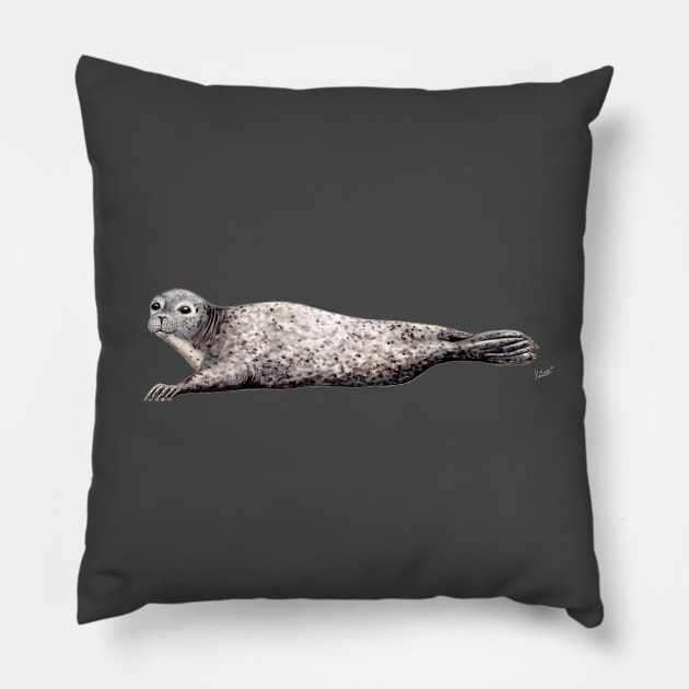 Harbour seal Pillow by chloeyzoard