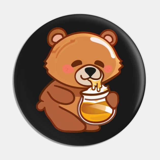 Cute Bear Eating Honey Pin by ARTificial42