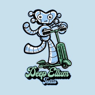 Deep Ellum Traveling Man Robot on Scooter T-Shirt