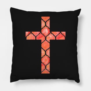 Peach Easter Cross Design Pillow