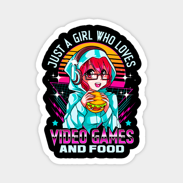 Funny Just A Girl Who Loves Video Games And Food Magnet by theperfectpresents