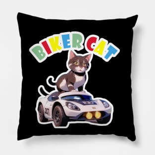 Biker Cat,Racer Cat Pillow