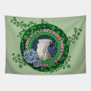Cockatoo  Flowers Ivy Art Nouveau Style Tapestry