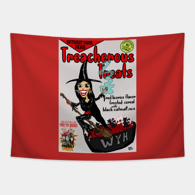 Treacherous Treats Without Your Head Monster Cereal T-Shirt Tapestry by WithoutYourHead