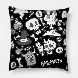 Cute Halloween Doodle Pillow