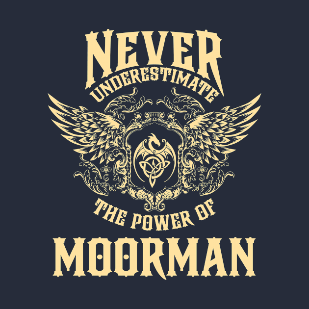 Moorman Name Shirt Moorman Power Never Underestimate by Jeepcom