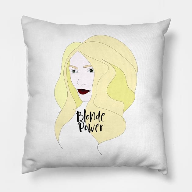 Blonde Power #woman #girl #beauty #fineart #popart #home #decor #fashion #buyart #artprint #minimal #drawing Pillow by Kirovair