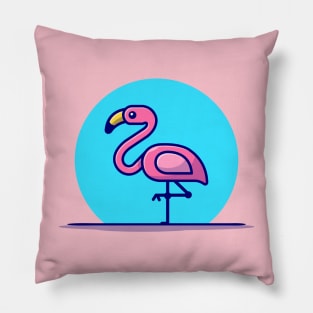 Flamingo Cartoon Vector Icon Illustration Pillow