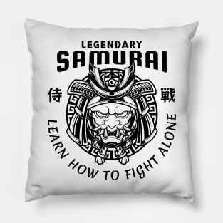 Samurai Oni Mask Illustration Pillow
