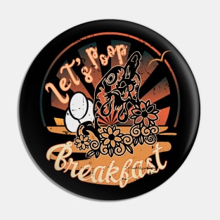 Retro Vintage Chicken Let's Poop Breakfast Farm Hen Funny Pin