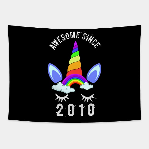 Awesome Since 2010 unicorn birthday 10th gift shirt Tapestry by FouadBelbachir46