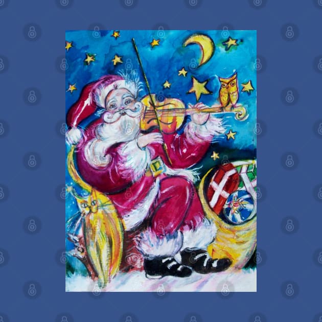 INSPIRED SANTA VIOLIN PLAYER WITH OWL Christmas Night by BulganLumini