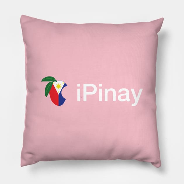 iPinay (white on dark) Pillow by frankpepito