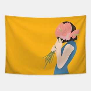 flower shield girl Tapestry