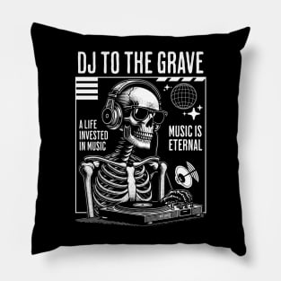 DJ - Music Is Eternal Skelton (White) Pillow