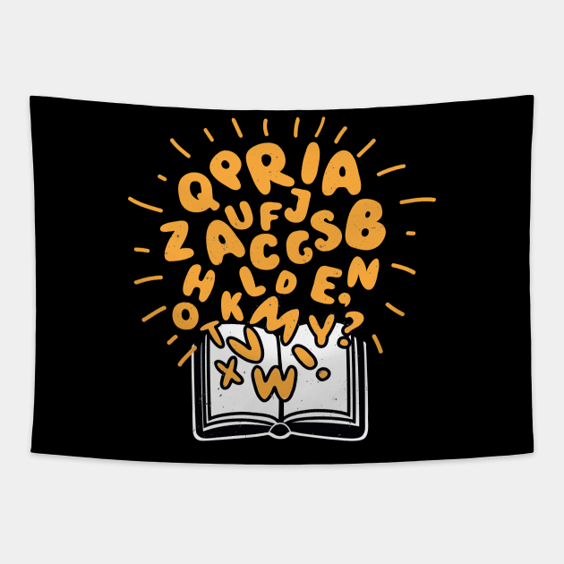 Book Lover Reading Alphabet Books Tapestry by Foxxy Merch