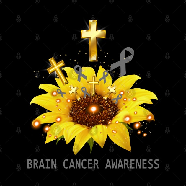 Brain Cancer Awareness Sunflower Faith Hope Love by ThePassion99