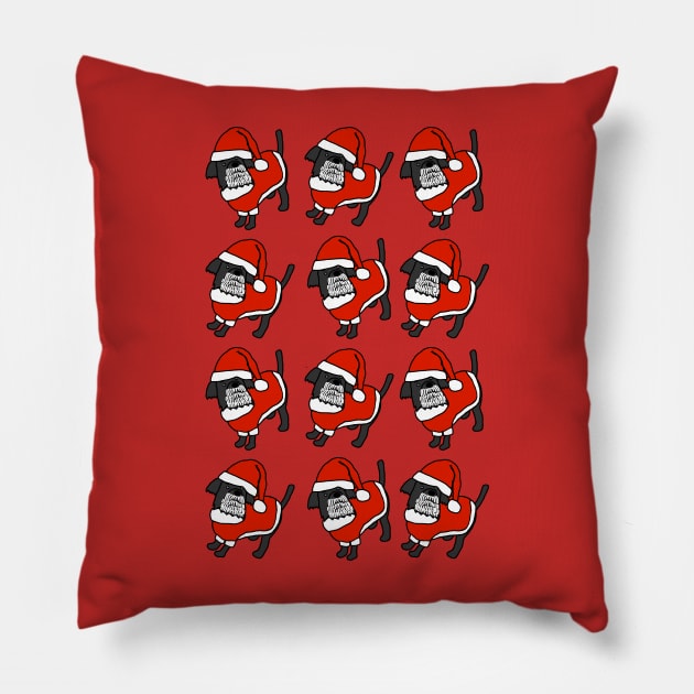 Twelve Santa Dogs of Christmas Pillow by ellenhenryart