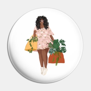 Girl Plant Shopping 4 Pin