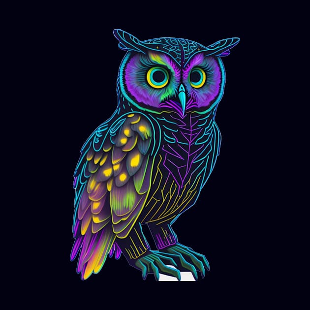 Holographic colorful  cute owl by halazidan