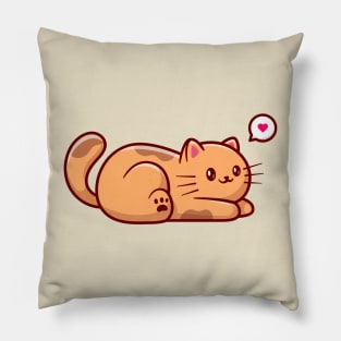 Cute Cat Laying Down On The Floor Cartoon Pillow