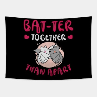 Valentine's Day Cuddling Cute Bats Couple Tapestry