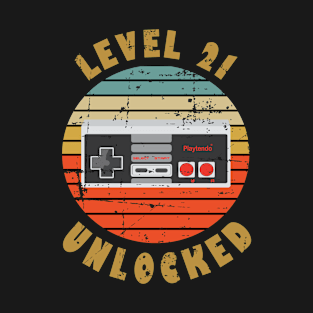 Level 21 Unlocked 21st Birthday Gift For Men Women T-Shirt