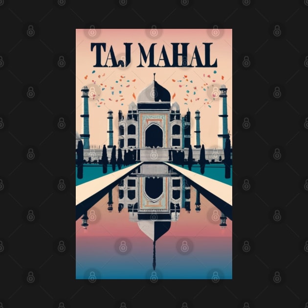 A Vintage Travel Art of the Taj Mahal in Agra - India by goodoldvintage