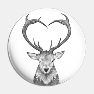 Deer with heart Pin